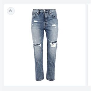 $396 Daily Blue Hype Classic Crop‎ Jean in Tempest Japanese Rigid Denim Jeans
